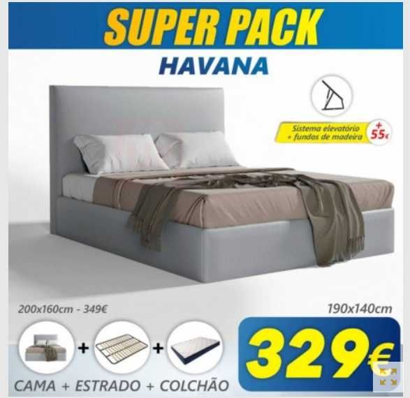 Super Pack Cama Havana + Estrado + Colchão Back Ortopédico