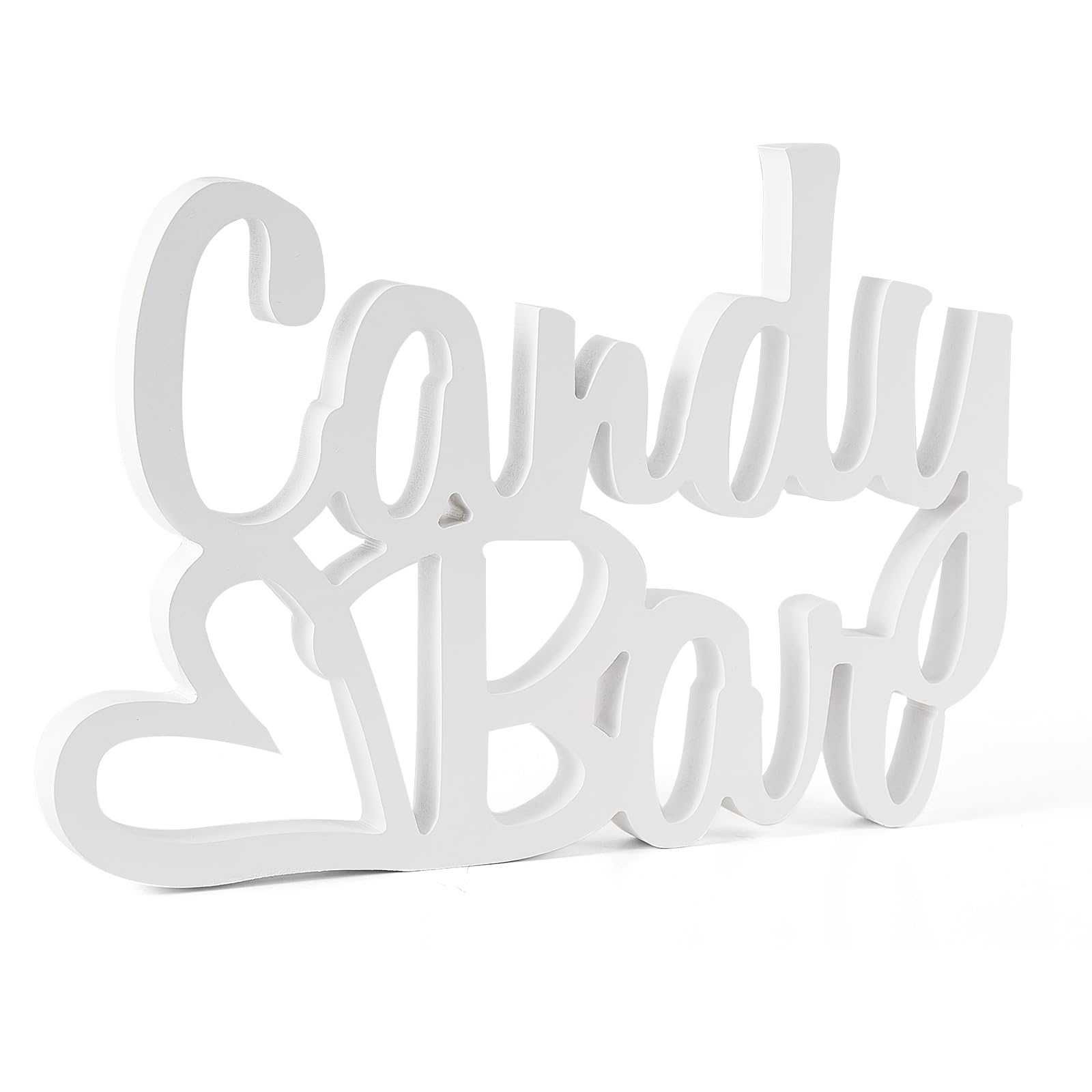Drewniany napis na stół Candy Bar Słodki stół Napis Biały/Różowy