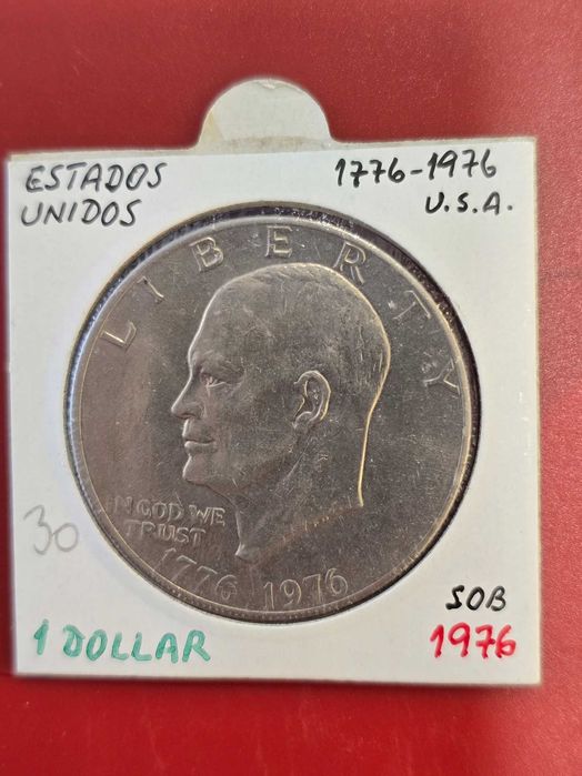 Moedas comemorativas EUA 1$ e UK 25 Pence