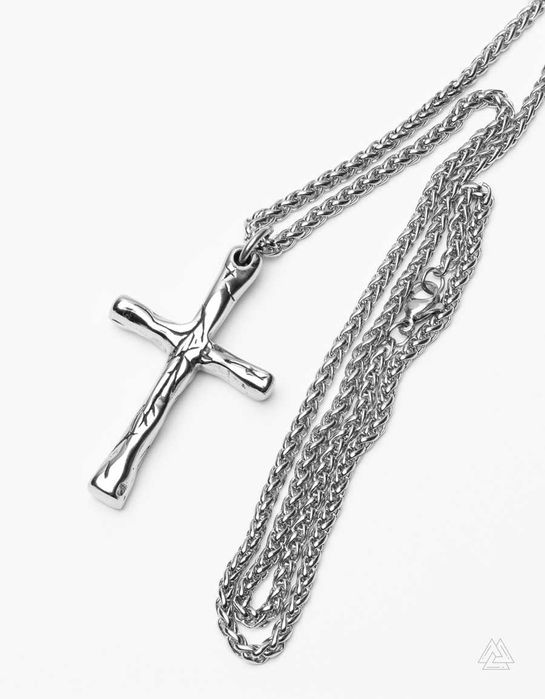 Męski Łańcuszek ze Stali Szlachetnej 316L Krzyżykiem Gotyckim Vintage