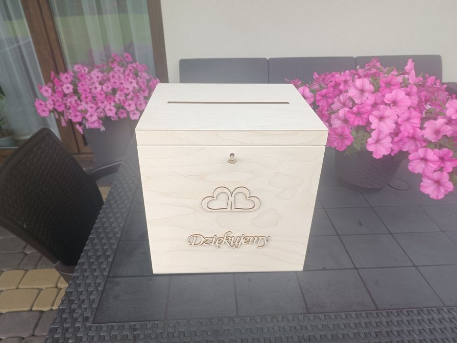 Pudełko drewniane skrzynia box na koperty ślubne