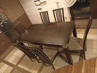 Stół rozkładany 170(267) x 90 x 77 z 6 krzesłami Buk