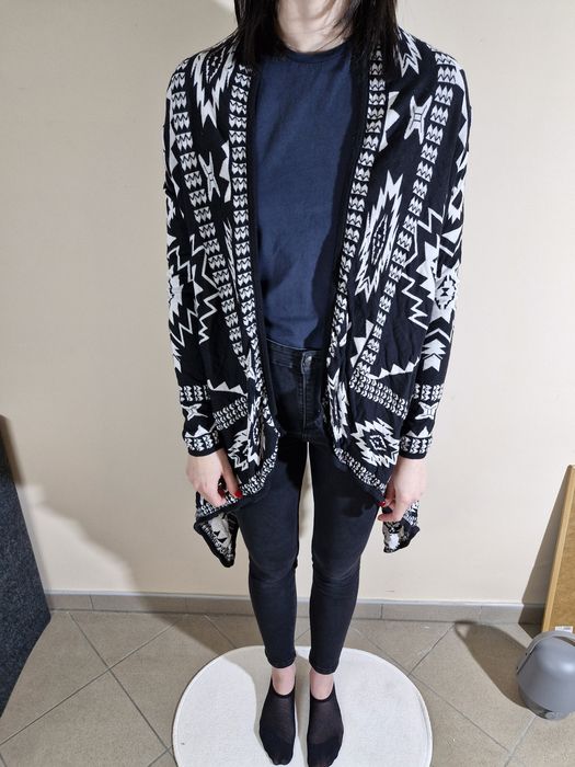 H&M Divided Żakardowy Kardigan Bez Zapięcia z Miękkiej Dzianiny Roz. M