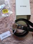 Guess pasek czarny 3XL 130 cm z napisem złoty logo i pudełkiem belt ad