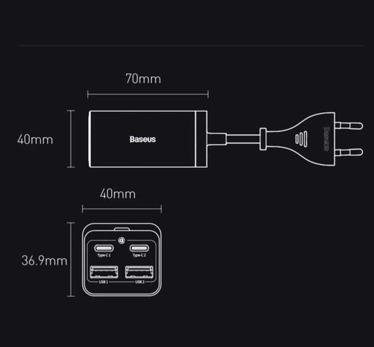 Компактний мережевий зарядний пристрій Baseus