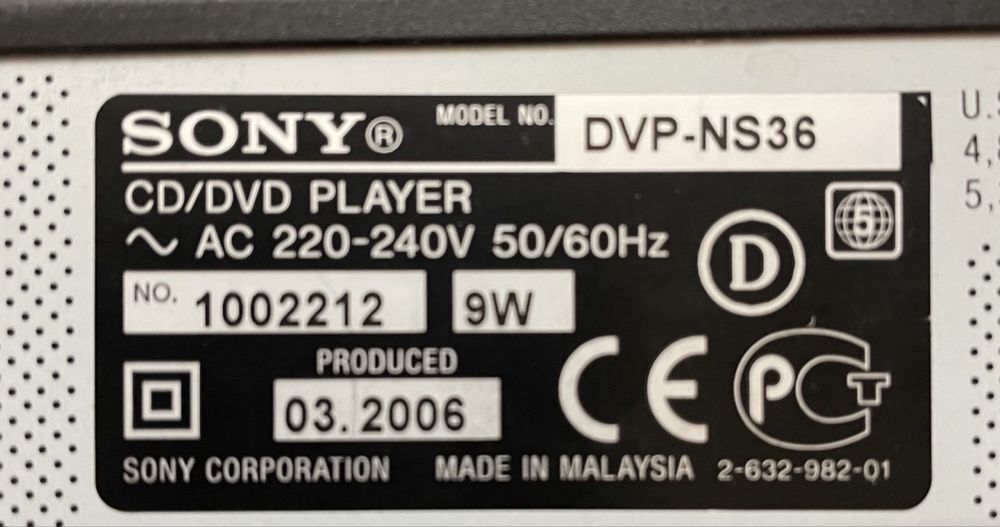 Відеоплеєр SONY DVP-NS36 під ремонт