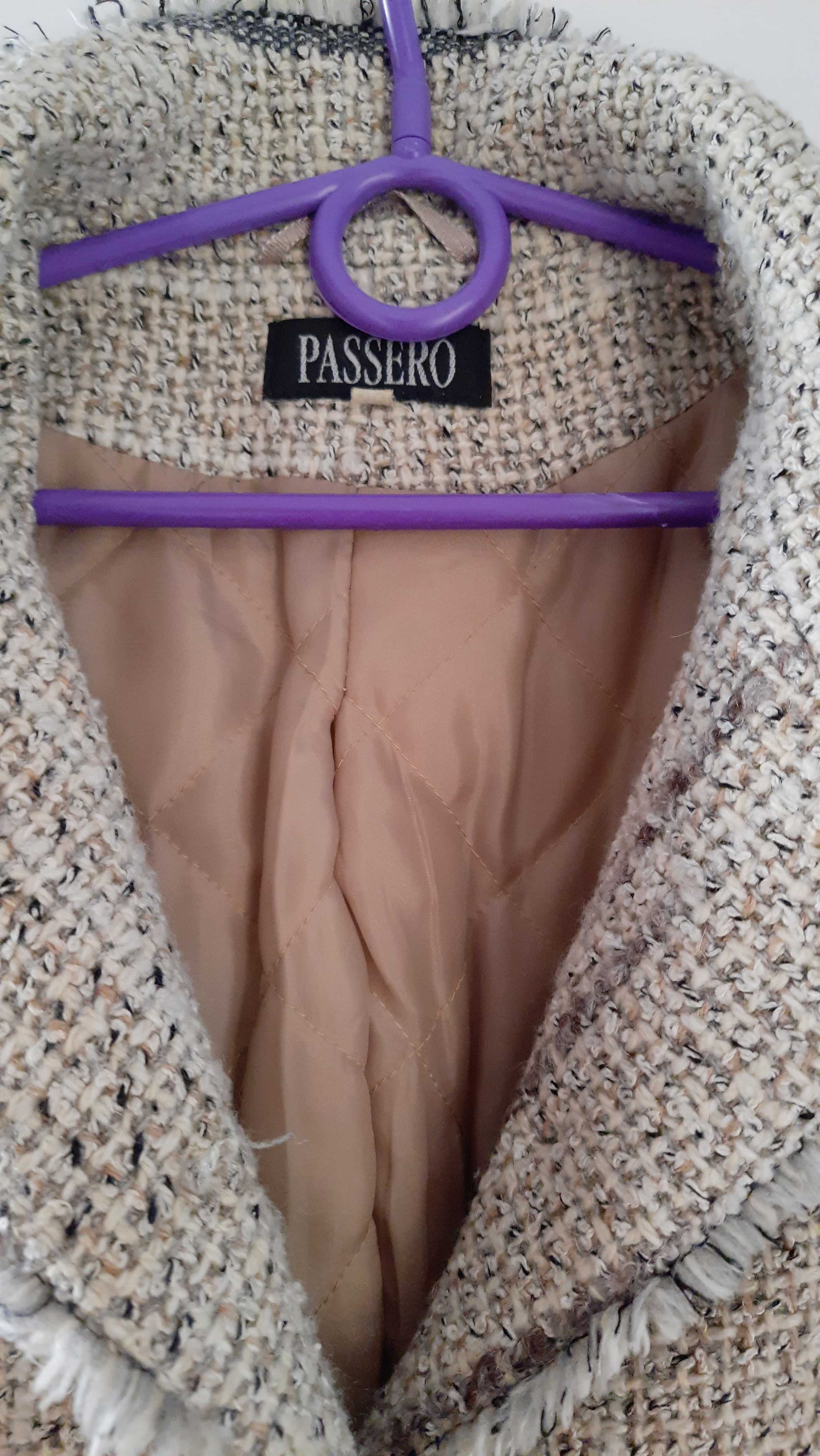 Elegancki płaszcz PASSERO# wełna + kaszmir# na podszewce
