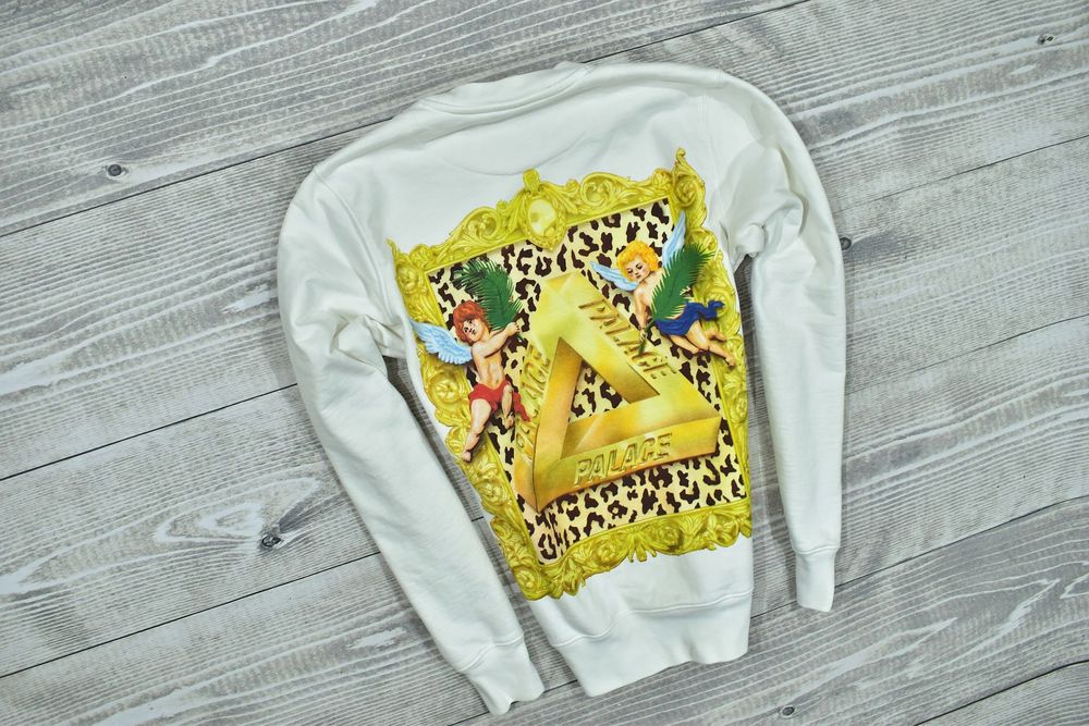Palace Biała Logowana Bluza Crewneck / S