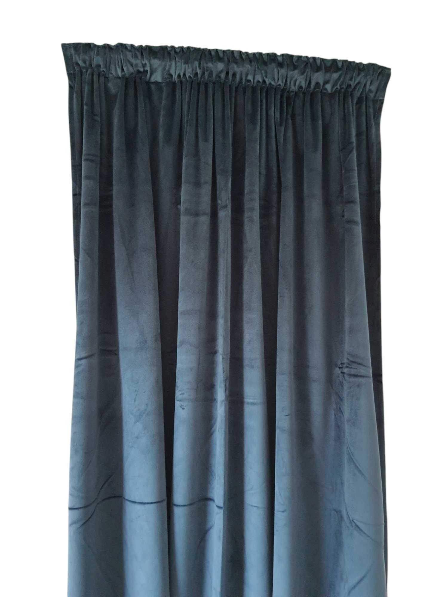 ZASŁONY welur TAŚMA ŻABKI tunel 140X250 granat PREMIUM komplet