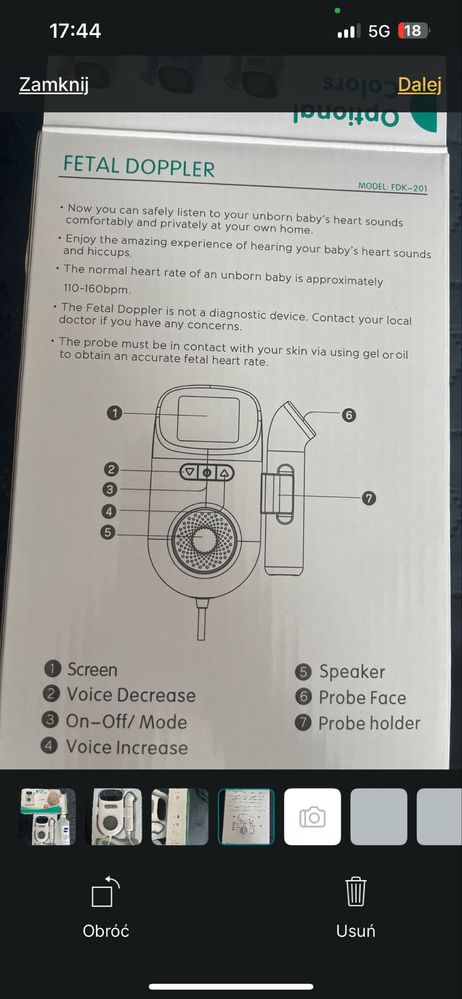 Detektor tętna płodu doppler