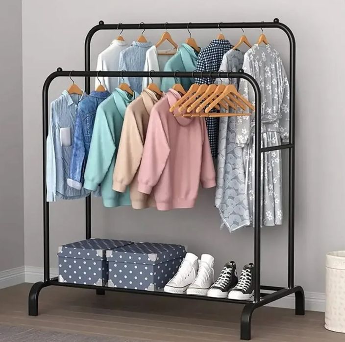 Подвійна стійка вішалка для одягу