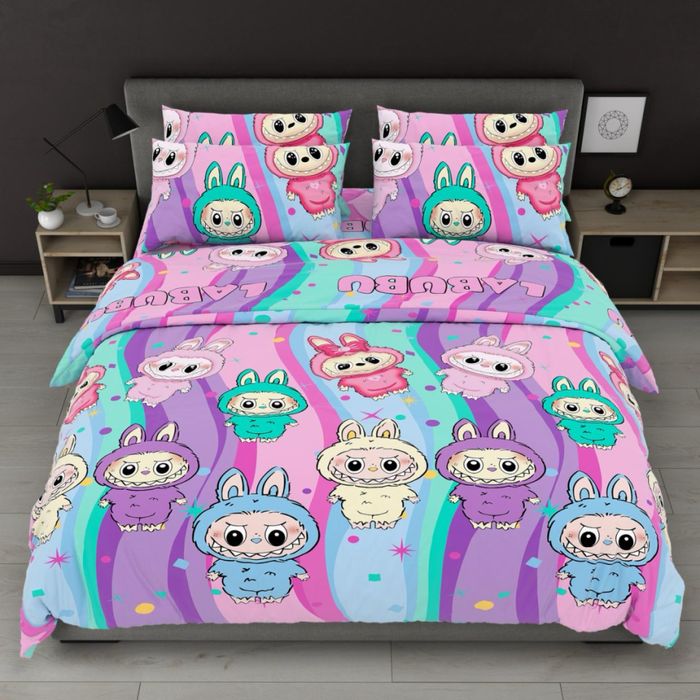 Постіль Лабубу Стіч Кітті бязь голд