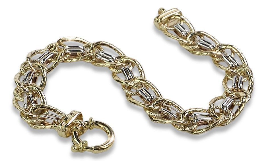Złota bransoletka 14k 585 włoska żółte białe złoto cfb008yw Warszawa