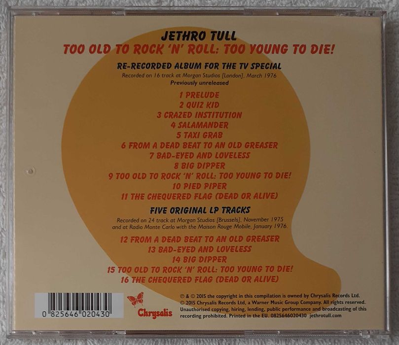 Jethro Tull – Too Old To Rock 'N' Roll: Too Young To Die! (CD, Album)