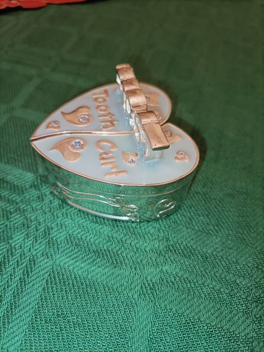 Prezent chrzest roczek Szkatułka pierwszy ząbek Silverplated