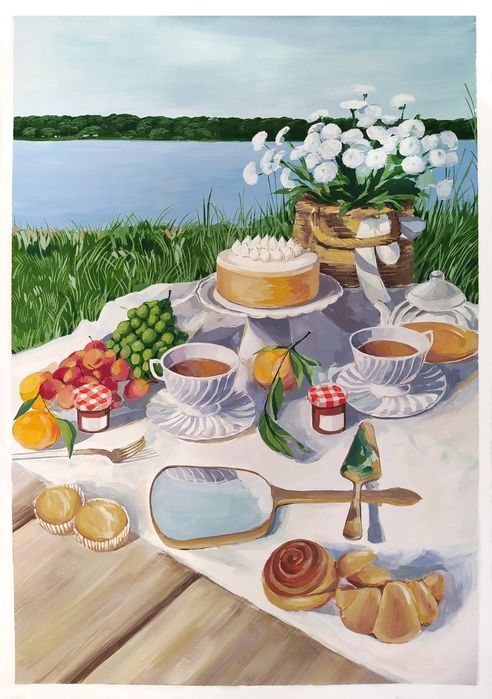 Літній натюрморт на природі, пейзаж