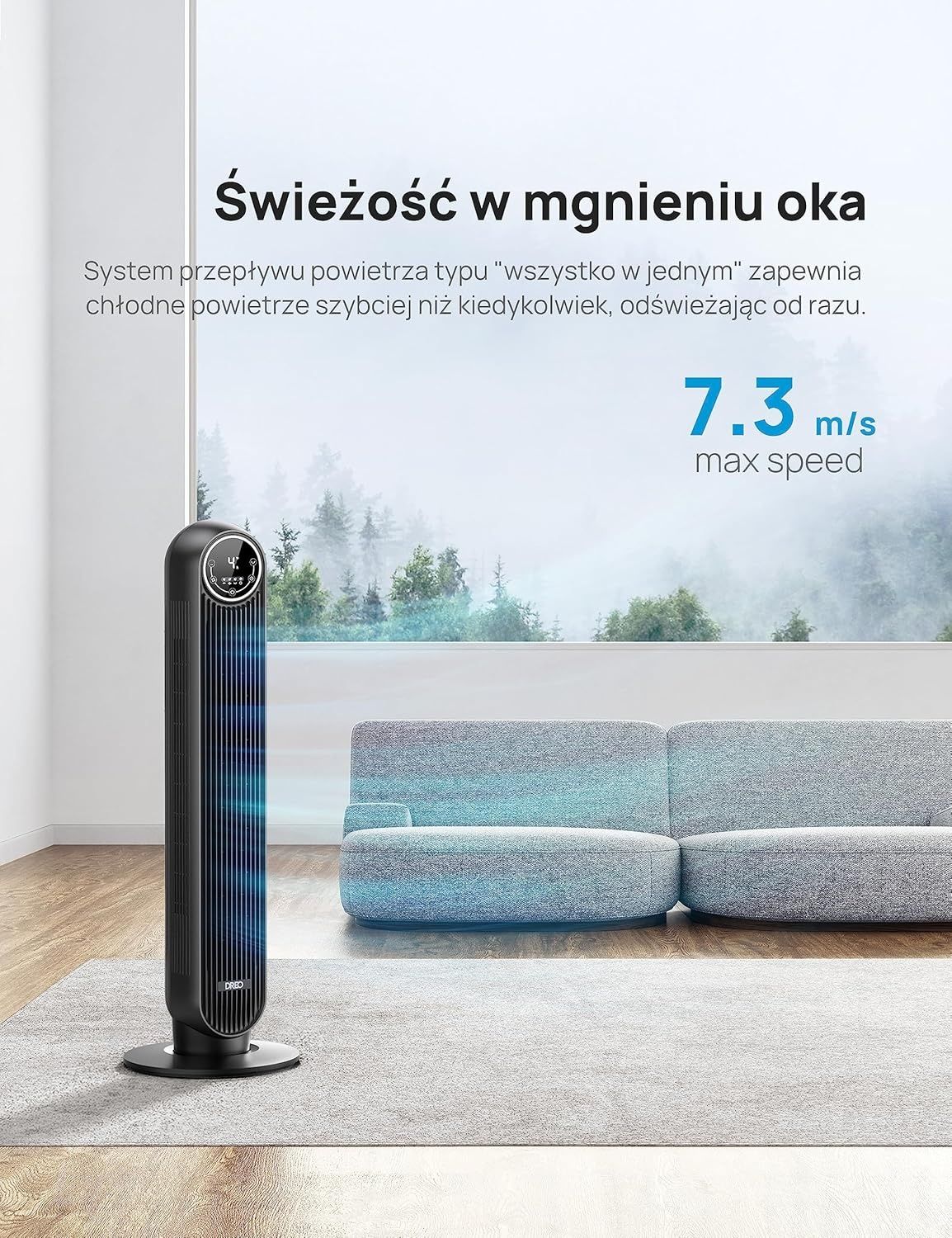 Nowy DREO wentylator kolumnowy, klimatyzator obrotowy, pilot, 4 tryby!