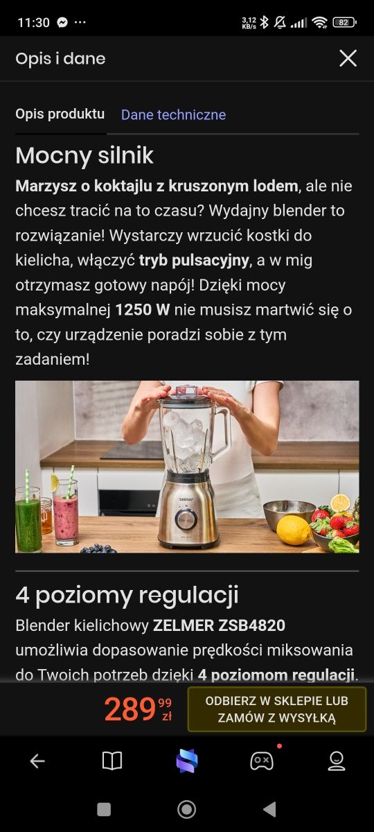 Blender kielichowy szklany duża moc duża pojemność w pełni sprawny