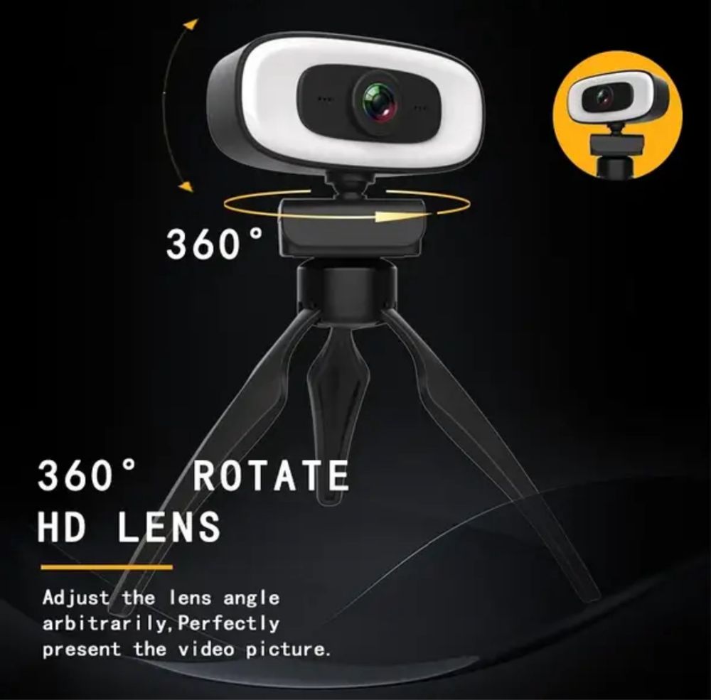 Вебкамера 4K 3840x2160 / USB web camera 8MP з мікрофоном і штативом