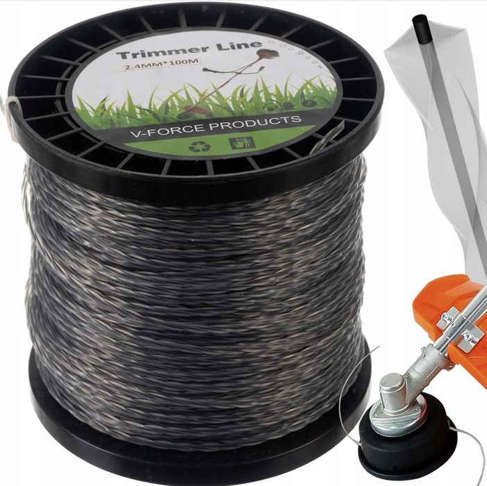 Żyłka Tnąca do Kosy Kosiarki Podkaszarki Zbrojona Skręcana 2,4mm x 100