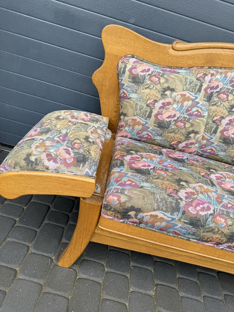 Sofa ławka + krzesla z podlokietnikami zestaw kompket
