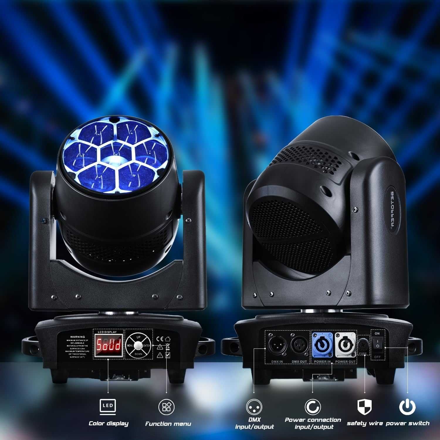 Ruchoma głowa dyskotekowa 7x40W, zoom, DMX, spotlight, 280W, LED