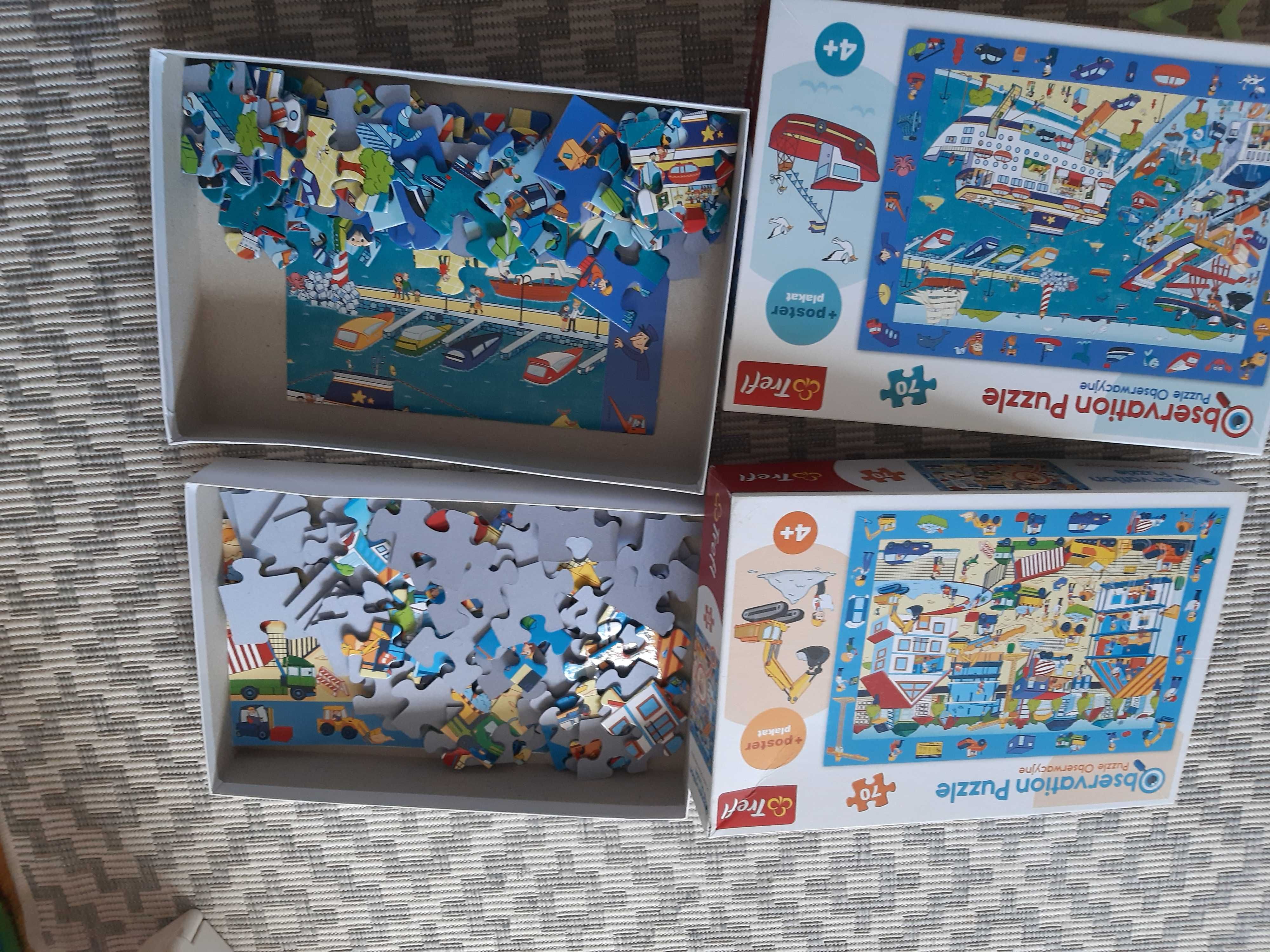 Puzzle obserwacyjne port, budowa 70 elem 2szt z plakatami