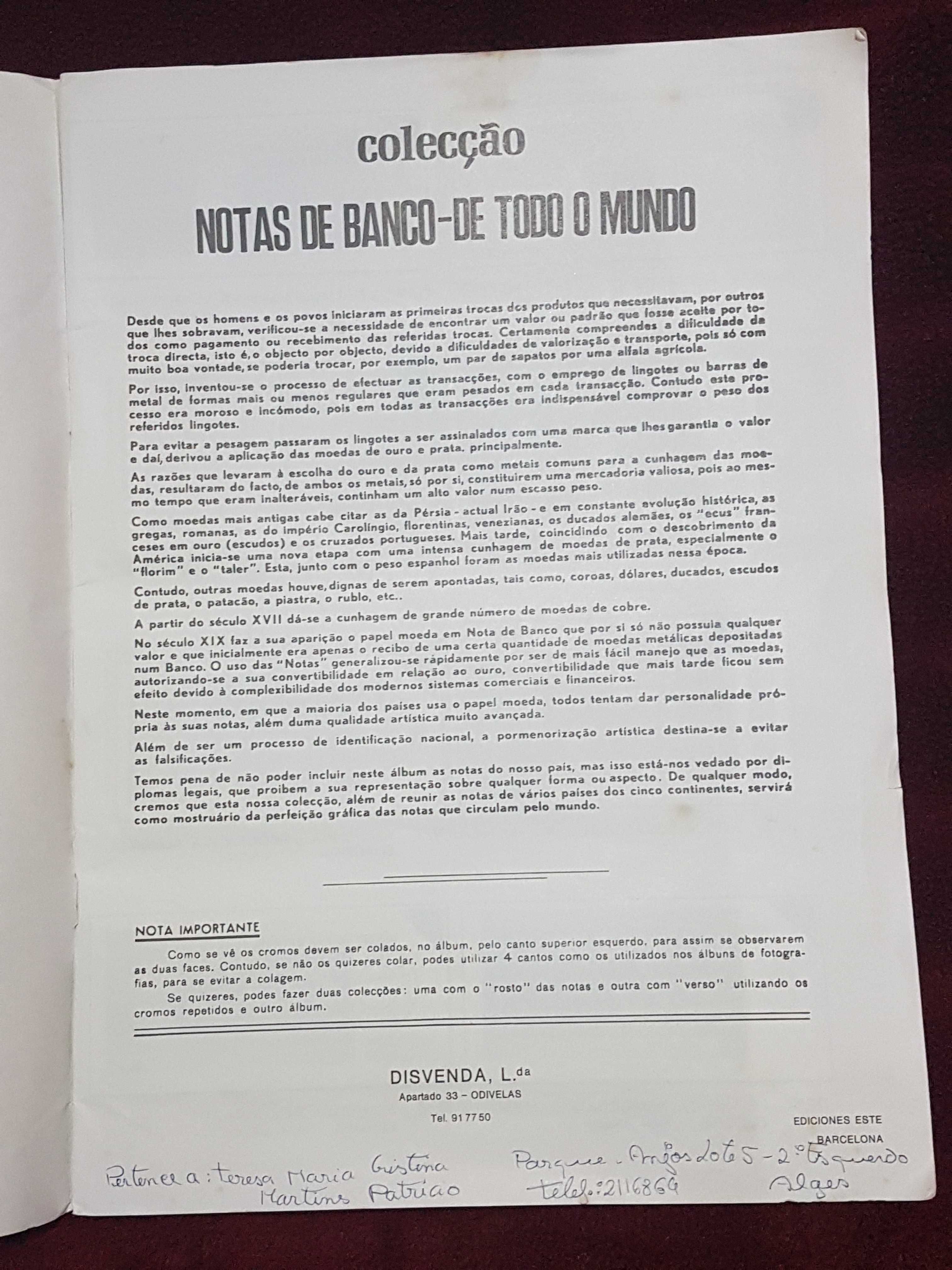 Caderneta Completa Notas de Banco de Todo o Mundo