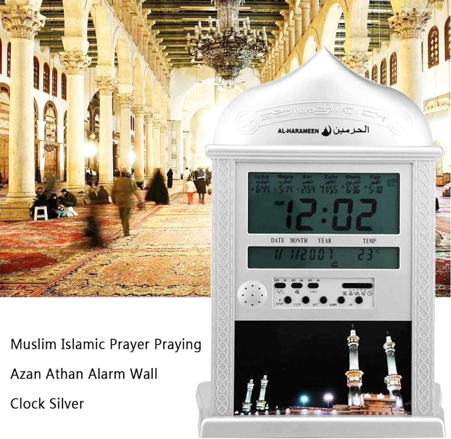Nowy zegar muzułmański / modlitewnik / budzik / kalendarz !936-A!