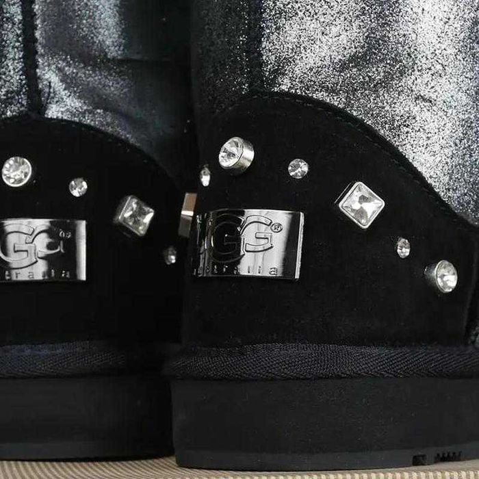 Угги женские кожаные сапоги Ugg Australia черные серебро 36-40р