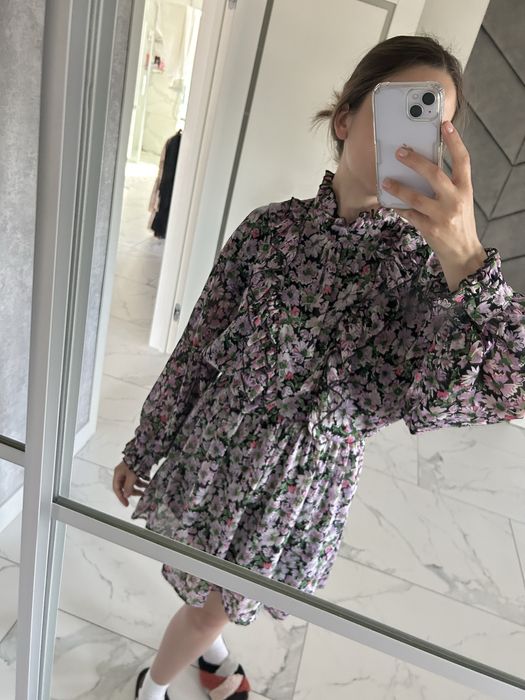 Сукня zara шифонова в квітковий принт