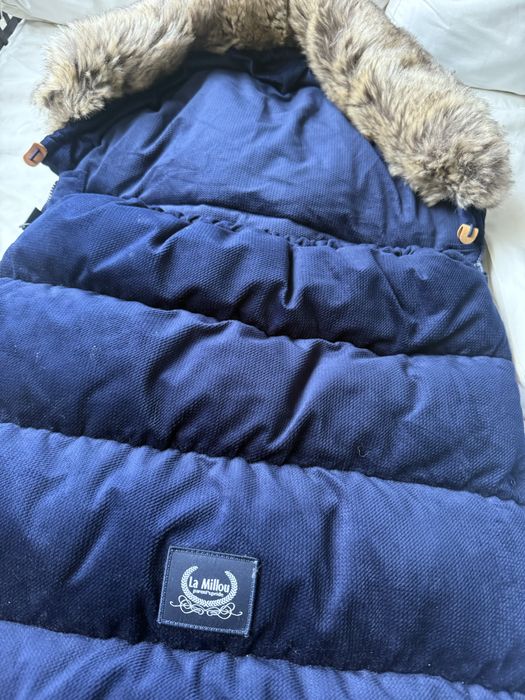 Royal blue La Millou ocieplacz do wózka i pufka na ręce do wozka