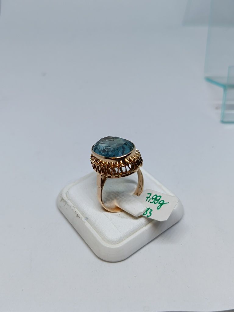 Duży złoty pierścionek z oczkiem złoto 583 rozmiar 16