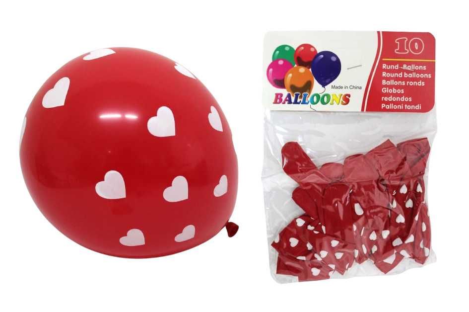 Balony lateksowe w serduszka CZERWONE w serduszka 10 szt ok. 30 cm