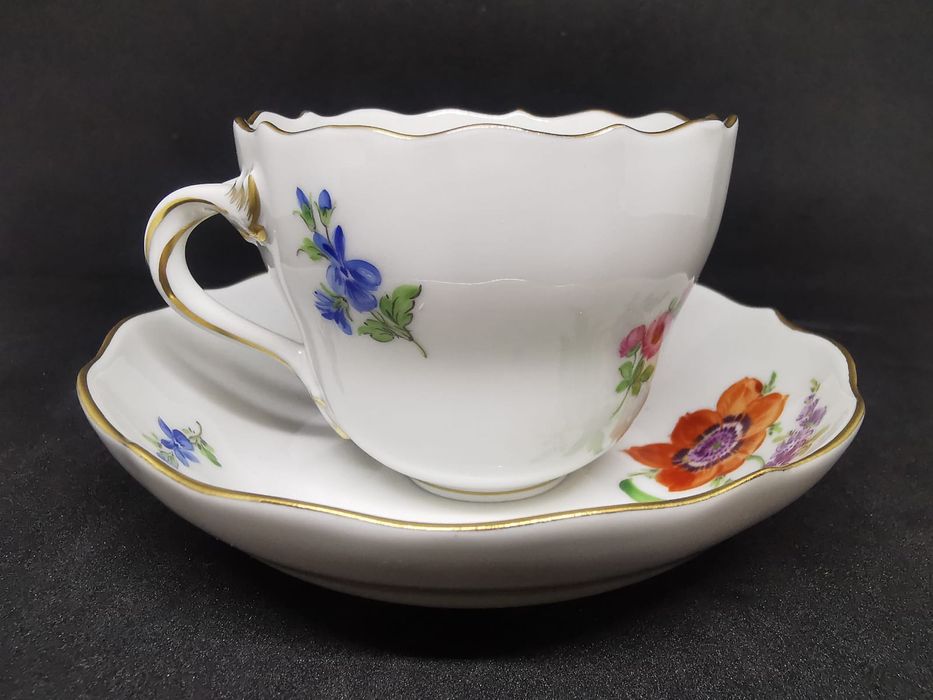Porcelana Meissen DUO Mokka Miśnia Dekor kwiatowy