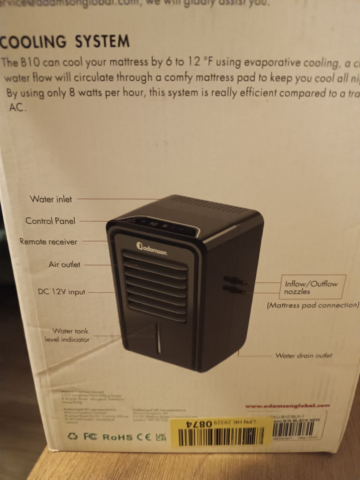 System chłodzenia łóżka + materac bawełna