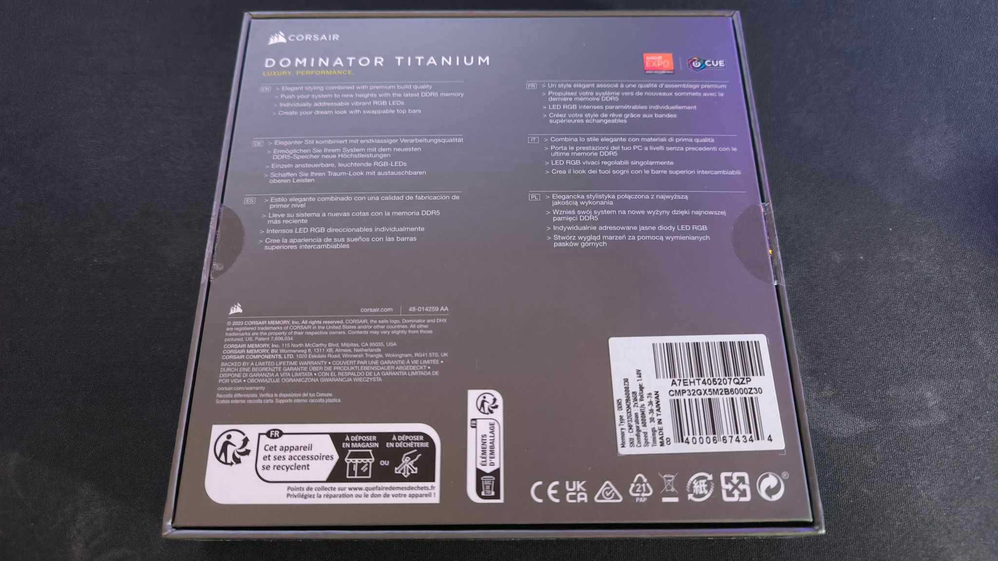 Memórias Corsair Titanium RGB DDR5 32GB (NOVO)