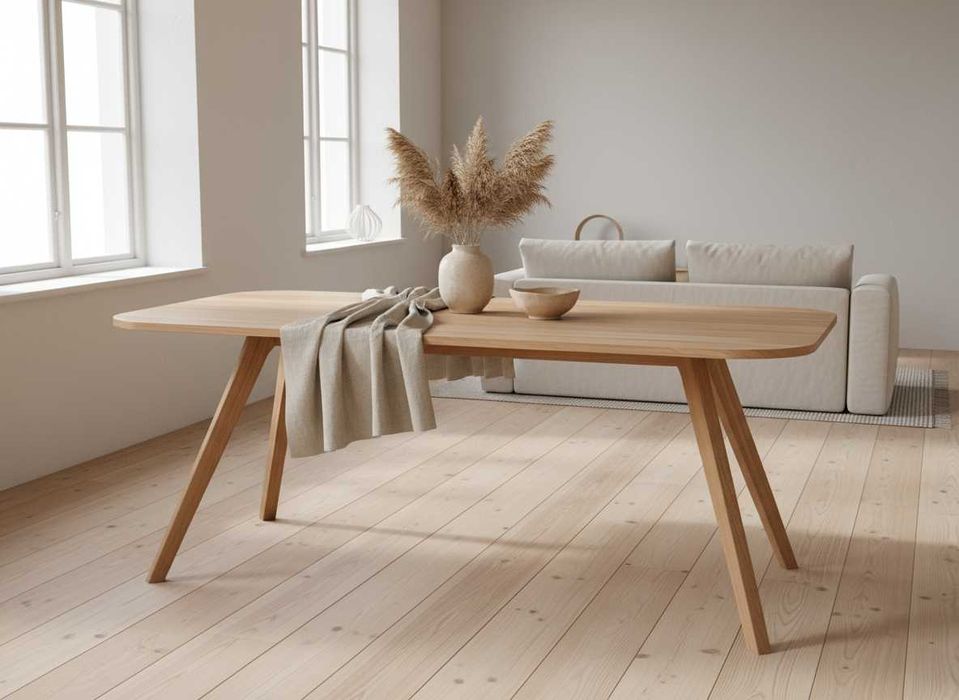 Dębowy stół SKANDYNAWSKA HARMONIA – minimalizm i piękno w Twoim domu