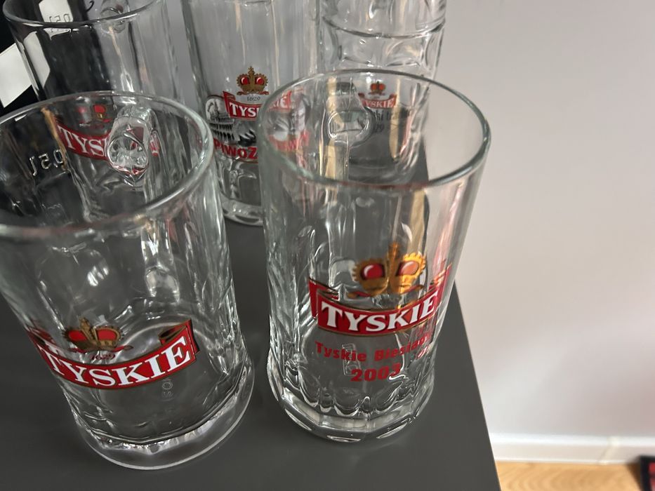 Kufel Tyskie -0,5 litra z raczka - zestaw 5 sztuk