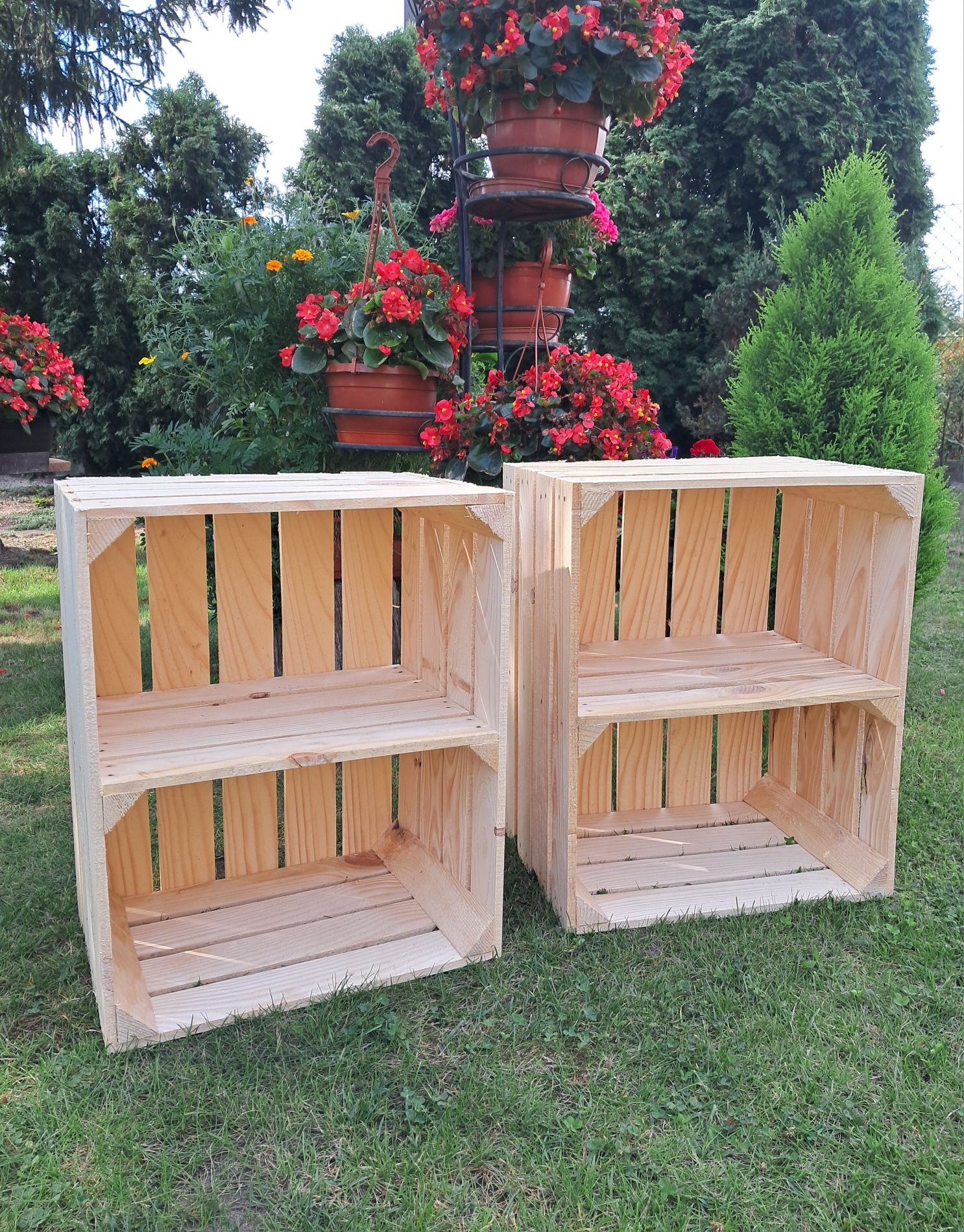 Dwie nowe skrzynki drewniane z półką krótką 50x40x30 przesyłka OLX