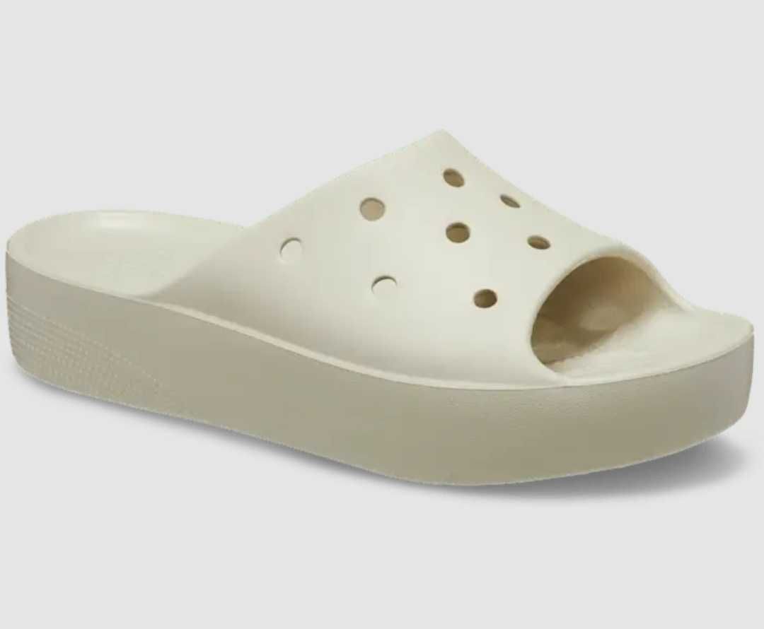 Crocs Platform slide бежевые шлепанцы крокс.