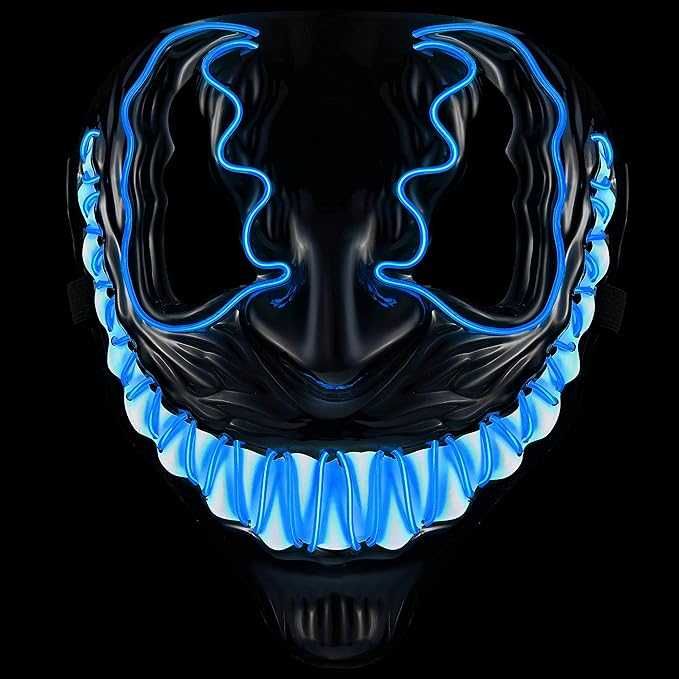 Maska LED Venom dla DJ-a Techno Halloween Cosplay Karnawał Neonowa