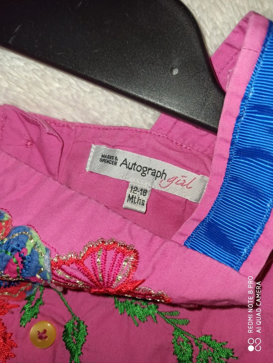 Śliczna sukienka z haftem r 12-18 m. Marks&Spencer Autograph Girl