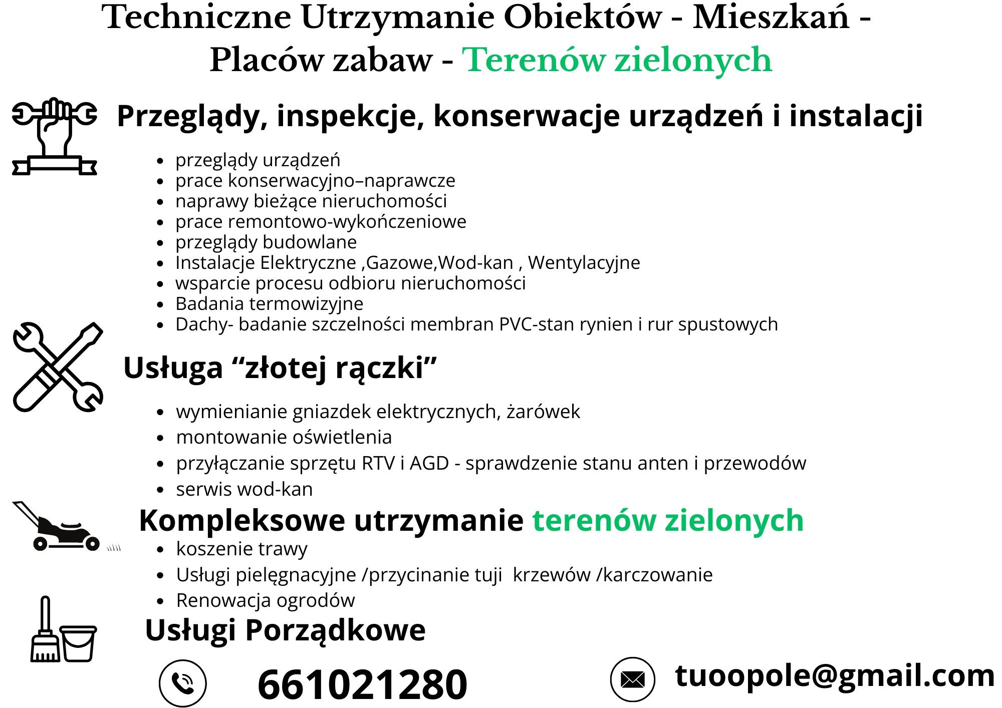 Obsługa Techniczna -Mieszkań/Obiektów/ Terenów zewnętrznych- 24/7