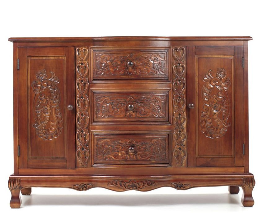 Komoda stylowa rzeźbiona z drzewa egzotycznego