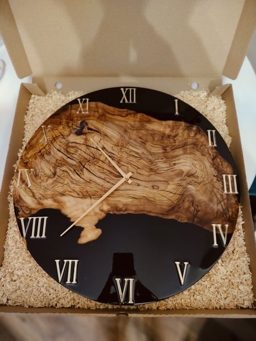 Zegar 50cm z żywicy epoksydowej.