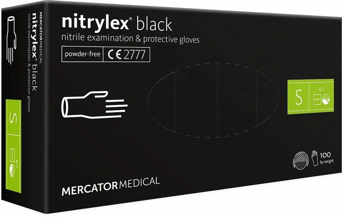 Rękawiczki Nitrylowe CZARNE MERCATOR Nitrylex BLACK XS S M L XL