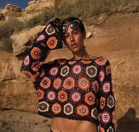 ZARA Luksusowy SWETER SZYDEŁKOWY z długim rękawem L luźny