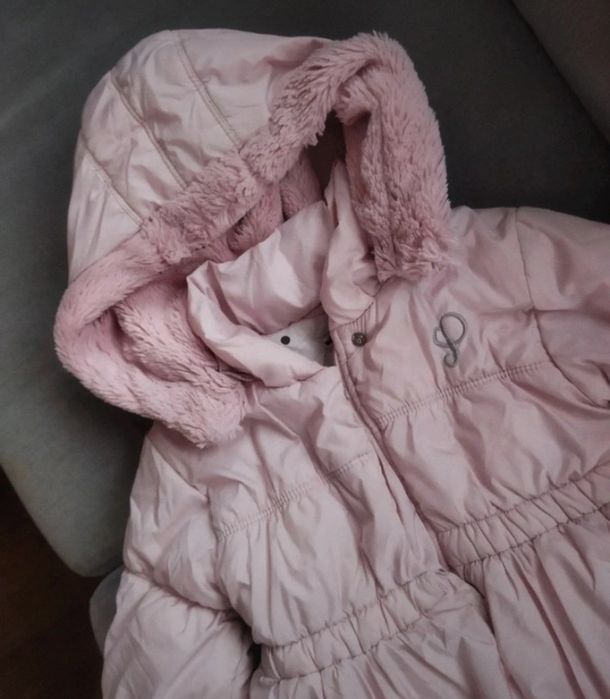 Kurtka plaszczyk zimowy na zime rozowa plus bluza