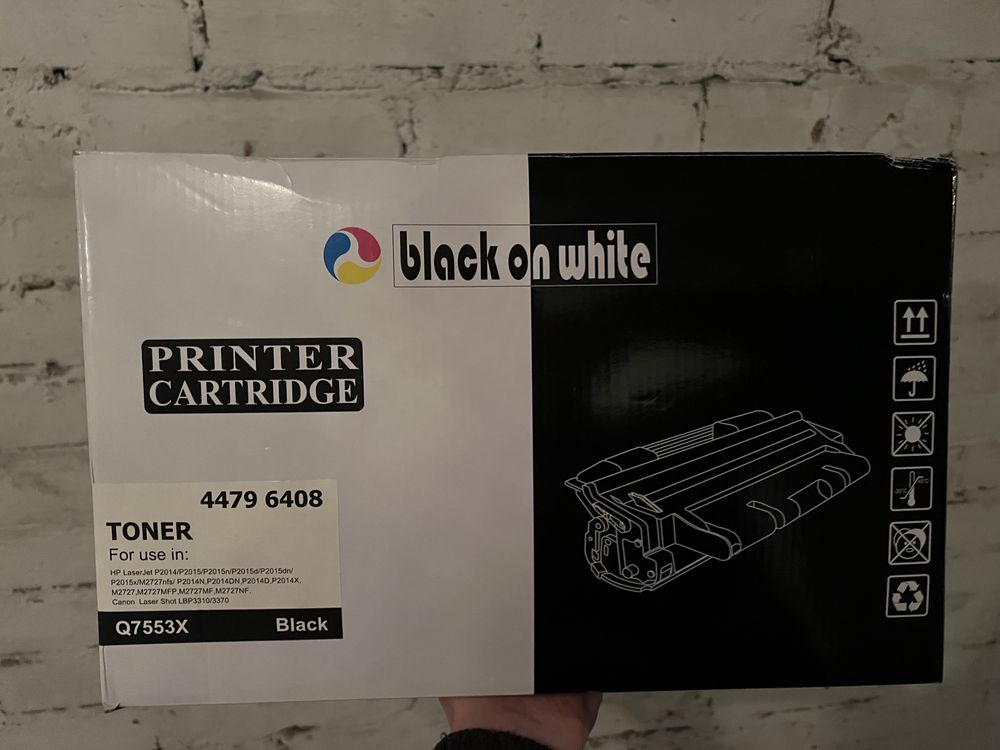 Toner Q7553X do HP laser jet Black On White